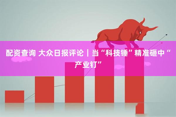 配资查询 大众日报评论｜当“科技锤”精准砸中“产业钉”